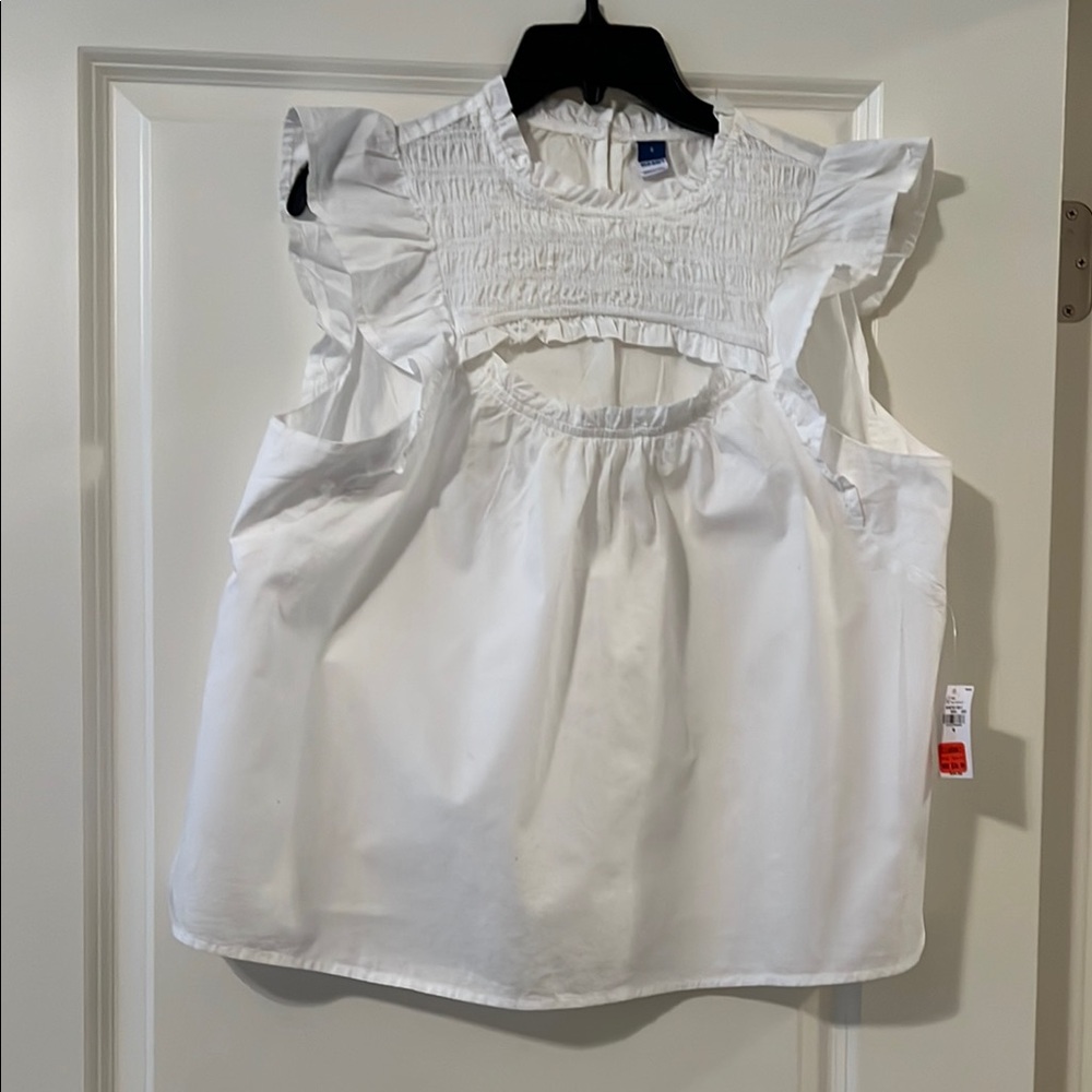 NWT Old Navy Flutter-Sleeve Smocked Cutout Swing Blouse Size Small